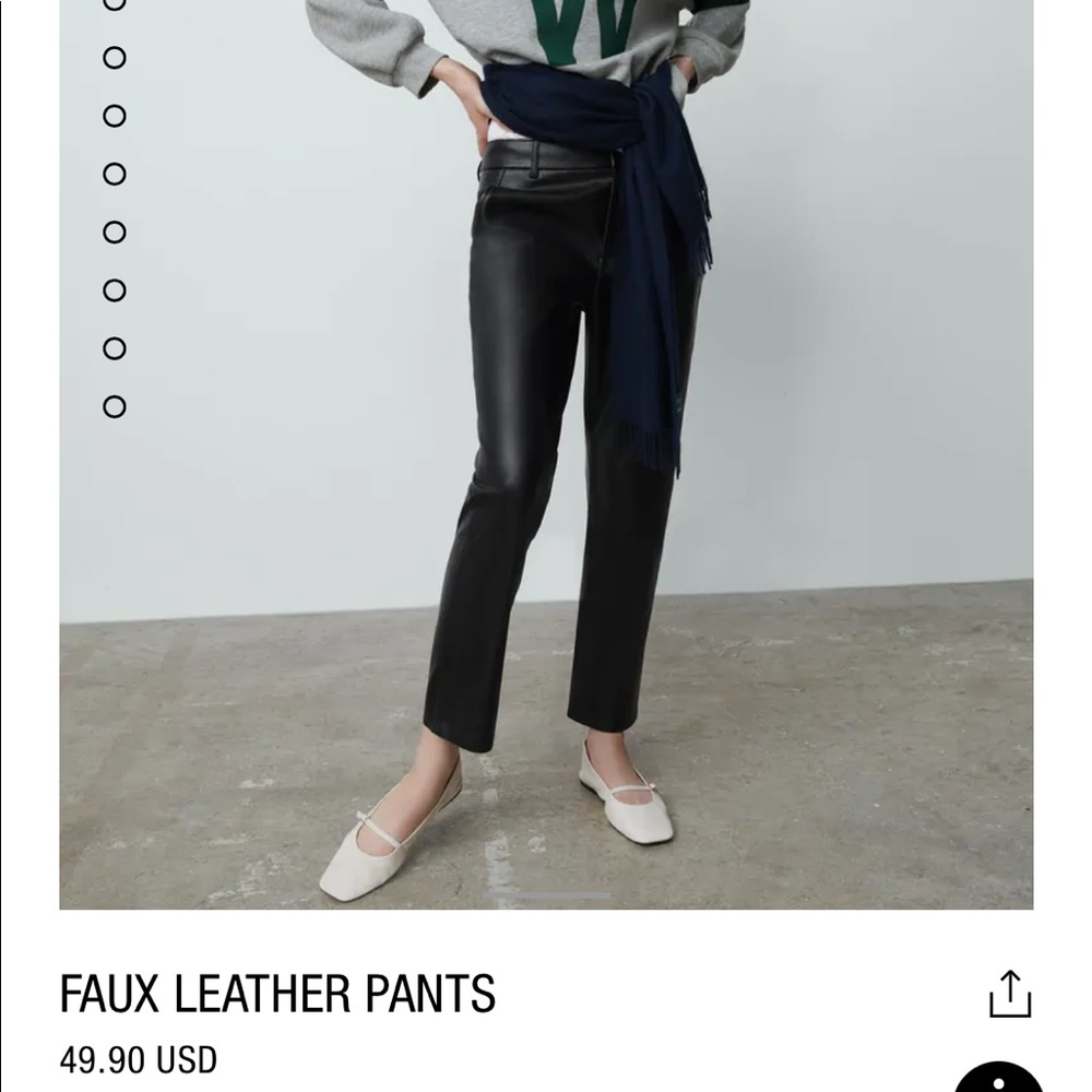 Zara Faux Leather Pants Size 2